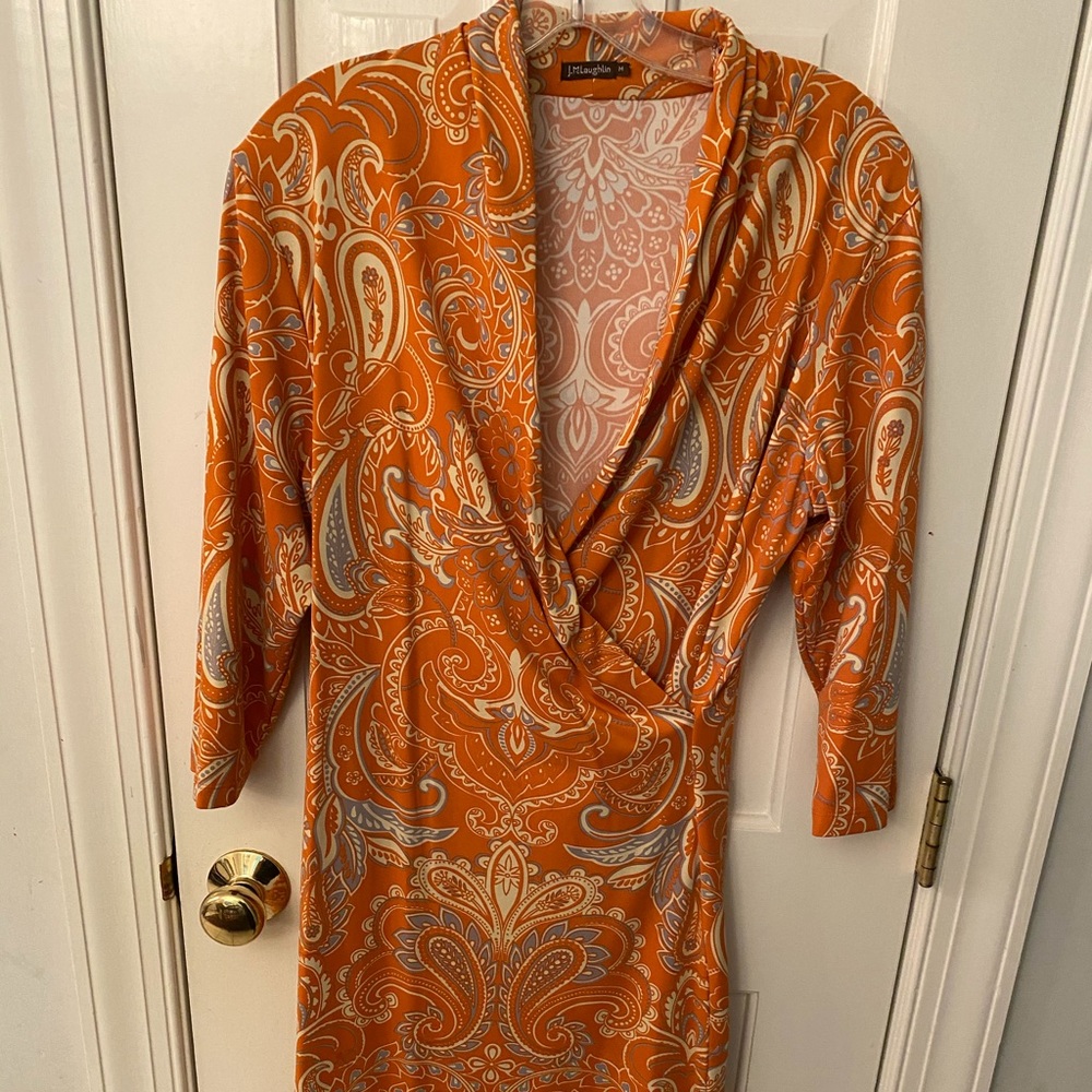 J. McLaughlin 3/4 sleeve v-neck dress.